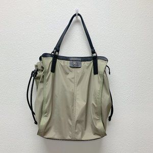 Authentic Burberry Buckleigh Packable Nylon Tote Tan Leather Travel Bag